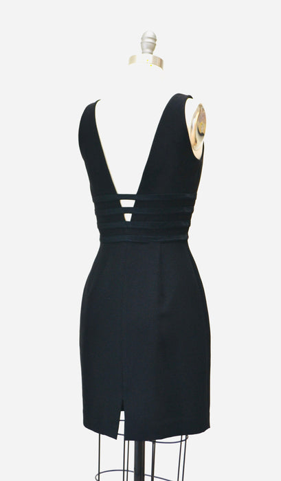 Vintage 90s Little Black Dress Black Cocktail Party Dress By Andrea Polizzi XS Small// Vintage 90s Sexy Party Cage Dress Black Neiman Marcus