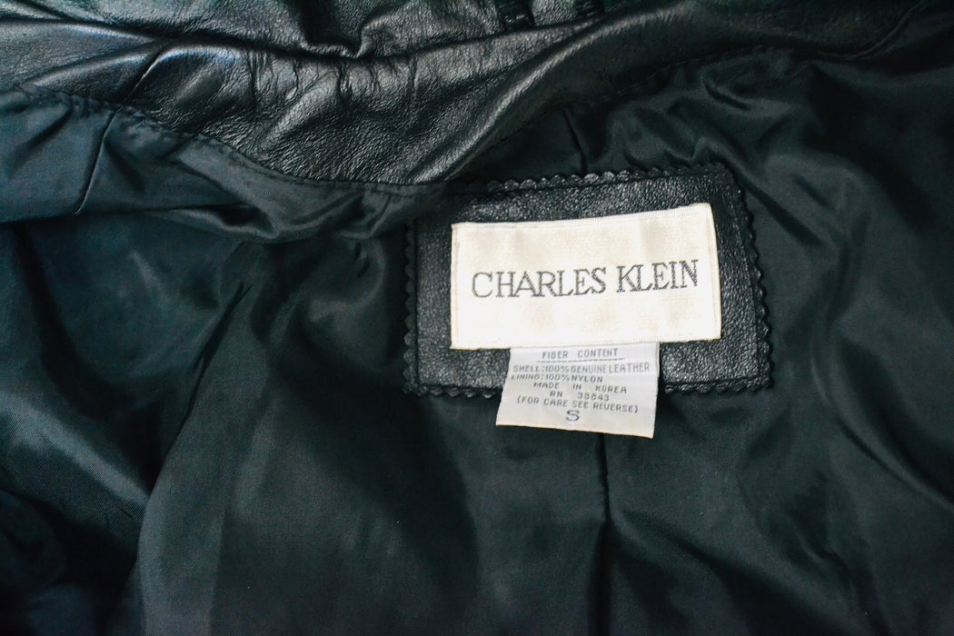 80s 90s Gorgeous Vintage Black Leather Jacket Trench Coat Long Black Leather Jacket Small Medium // Vintage Black Leather Trench Coat Jacket