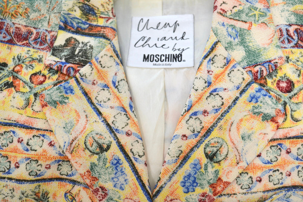 90s Vintage Moschino Cheap & Chic Vintage Olive Oyl Popeye Tapestry Print Blazer 1990s Animal Print Jacket Blazer made in Italy