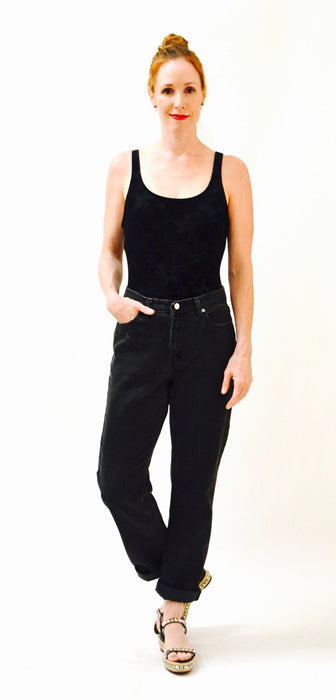 Vintage Black Jeans By Tommy Hilfiger High Waisted Tapered Leg 80s 90s Denim Pants Size Small Medium Black Jeans Denim
