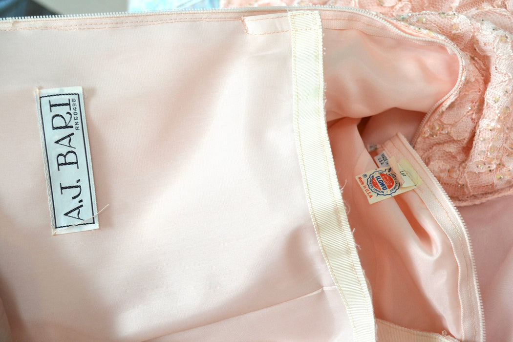 Vintage 80s 90s Vintage Pink Lace Dress Small Medium// 80s Pink Party Prom Dress by AJ Bari Strapless Party Wedding Dress