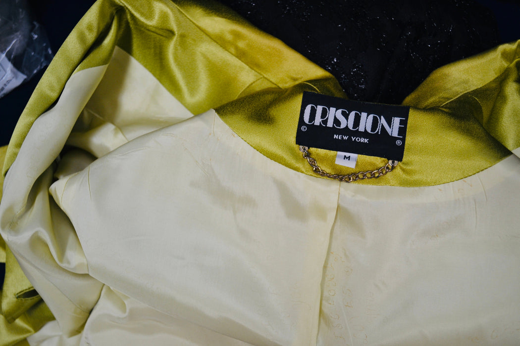 90s Vintage Lime Green Satin Jacket Blazer Green Satin Jacket Medium by Criscione // 90s Vintage Green Wedding Party Jacket Blazer