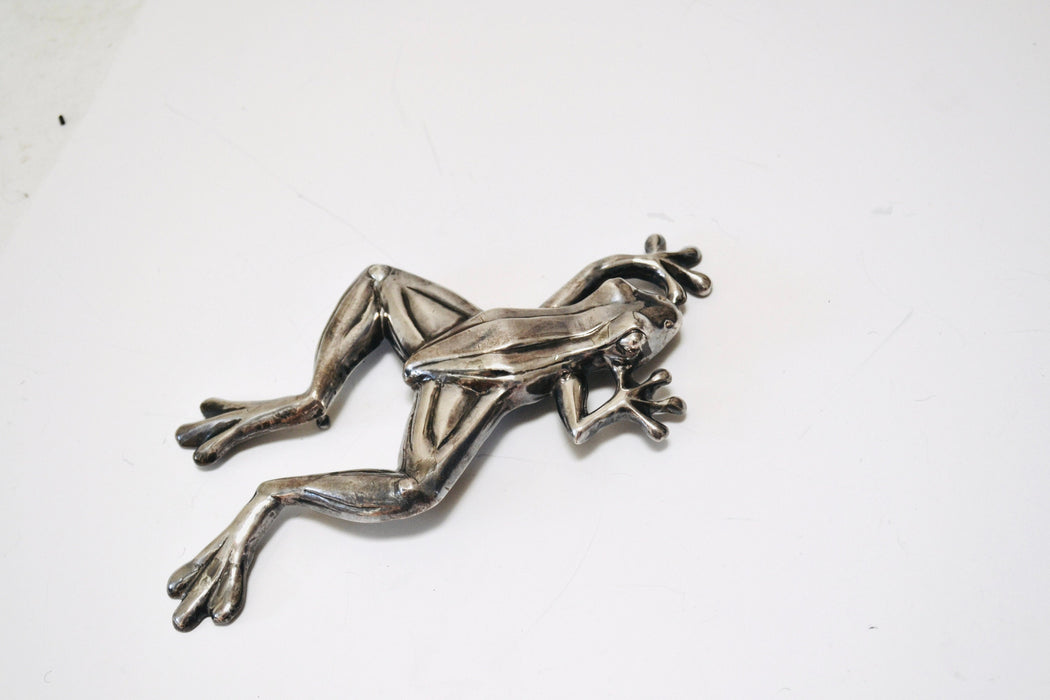 90s Vintage Katherine Baumann Beverly Hills Silver Tree Frog Belt Buckle Metallic Silver Wedding Frog Belt Buckle Large Silver Belt Buckle