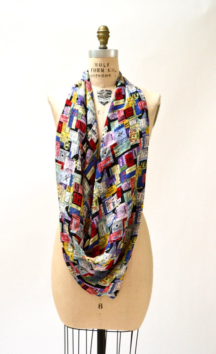 90s Vintage Nicole Miller Silk Large Scarf with New York City NYC Met Opera Theater Tickets