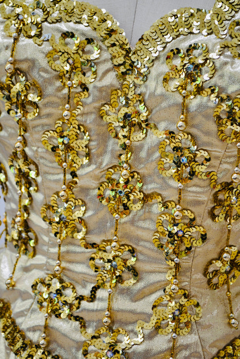 Gold Metallic 80s Prom Dress Evening Gown Barbie Costume // 80s Vintage Gold Drag Queen Pageant Dress Evening Gown Mike Benet small Medium