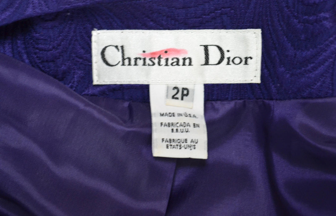 Vintage 80s 90s Purple Silk Suit Jacket Skirt Christian Dior XS  // 90s Glam Purple Barbie Suit Silk Jacket Blazer Skirt By Christian Dior