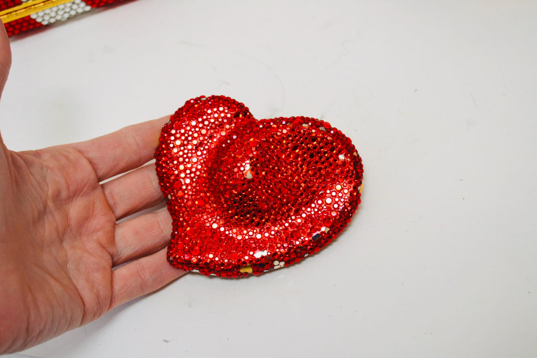 90s Vintage Kathrine Baumann Beverly Hills Red Crystal Heart Belt Buckle Heart Love Wedding Crystal Belt Buckle Large Red Heart Wedding Belt