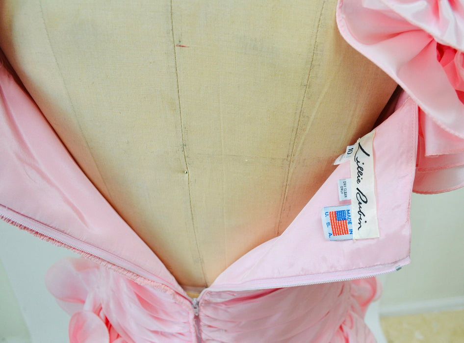 80s 90s Vintage Pink Prom Party Dress By Lillie Rubin Pink Barbie Pageant Dress 80s 90s Pink party Dress Ruffles Small Medium