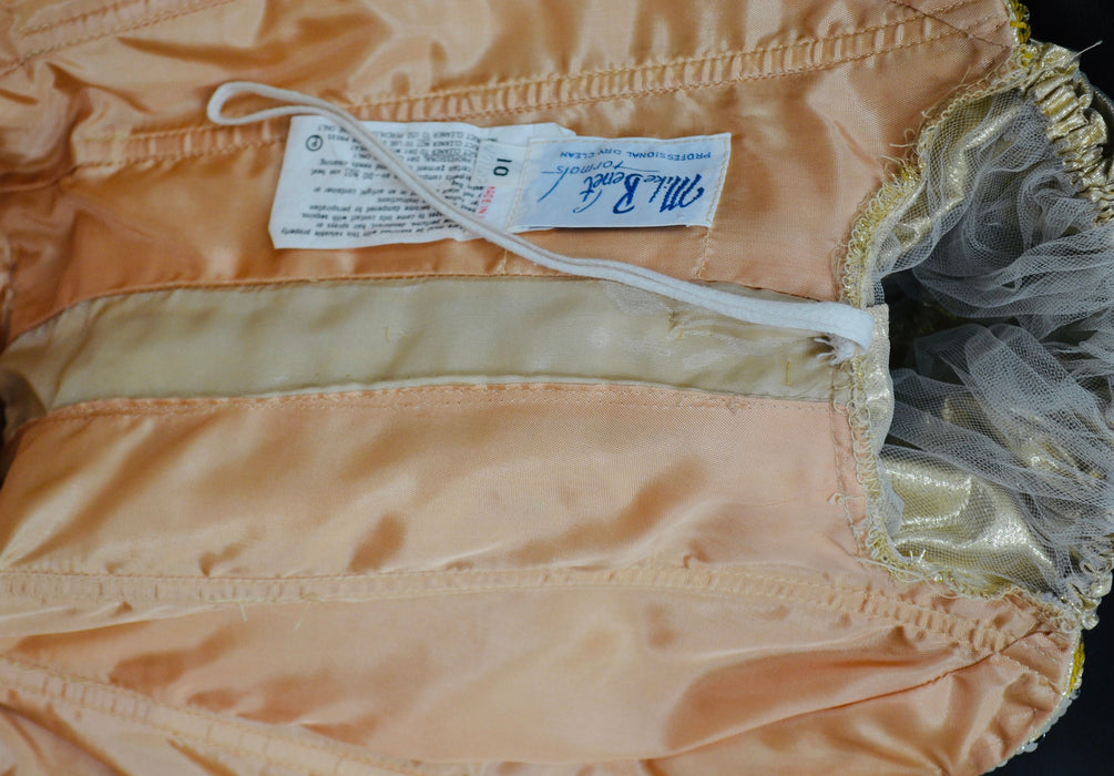 Gold Metallic 80's Prom Dress Evening Gown Medium Large// 80s Vintage Gold Drag Queen Pageant Dress Evening Gown Mike Benet Medium Large