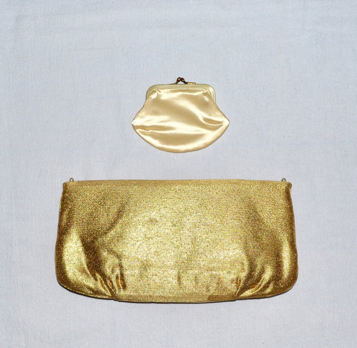 Vintage Gold metallic Clutch Purse bag Rhinestones and Pearls// Vintage Metallic Clutch// Metallic Gold Wedding Evening Bag purse clutch
