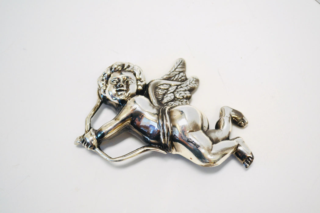 90s Vintage Kathrine Baumann Beverly Hills Silver Cherub Baby Cupid Belt Buckle Silver Love Wedding Belt Buckle Large Cherub Silver Buckle