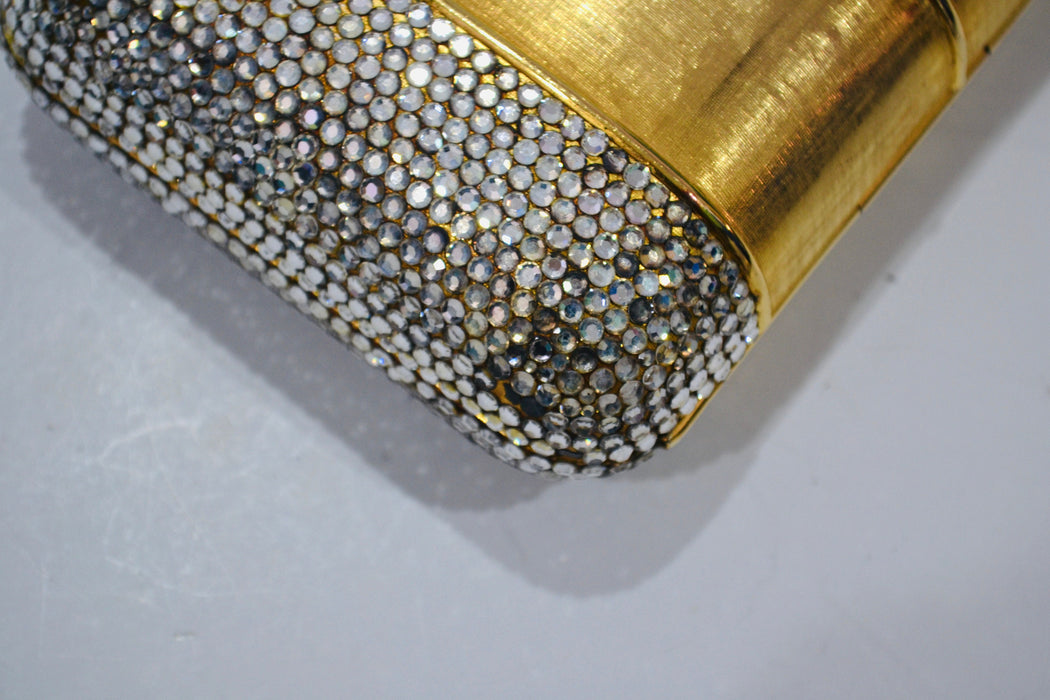 70s Vintage Judith Leiber Gold Evening Bag Swarovski Crystal Minaudiere Gold Clutch Crystals Gold Metal Bag Purse Wedding Purse Clutch