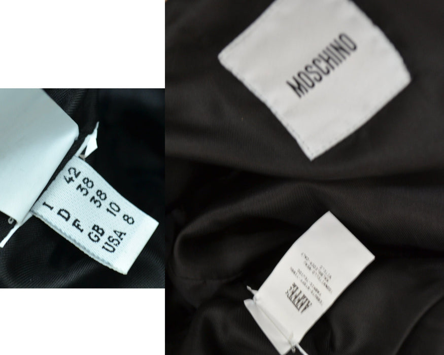 2000s Black Leather Jacket by Moschino with Fringe Make love Not War Heart Flowers Peace Small Medium// Black Leather Biker Fringe Jacket