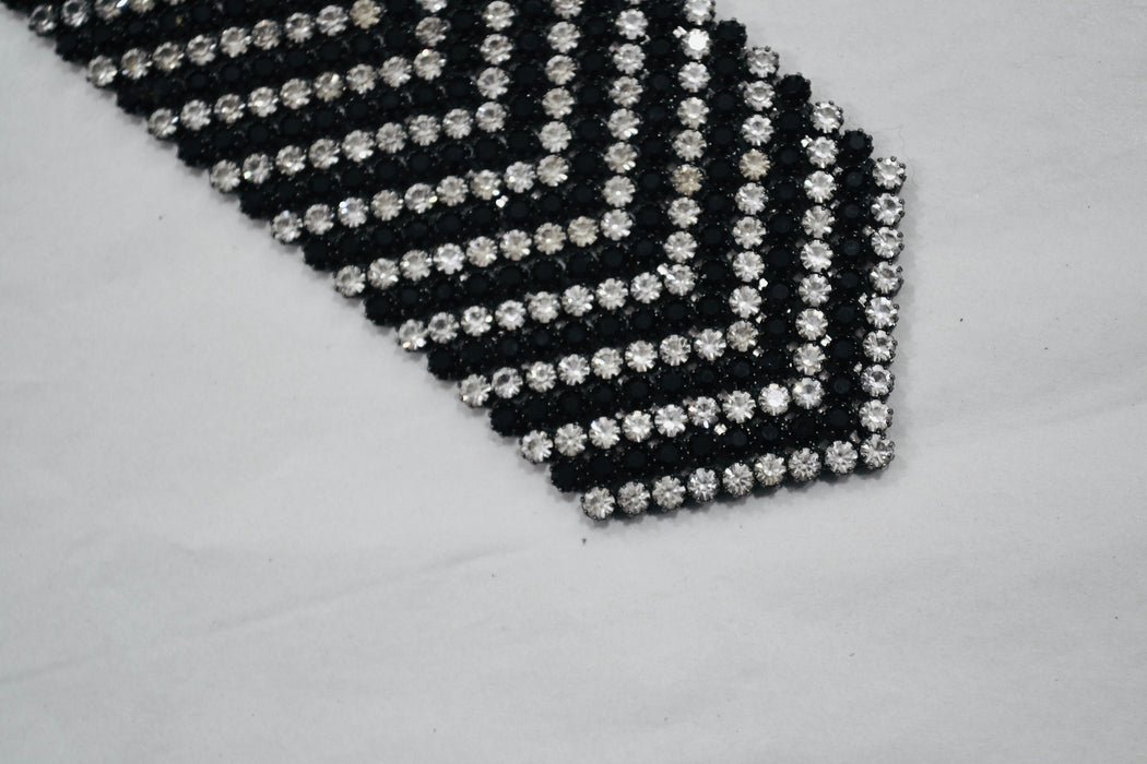 Incredible Vintage Rhinestone Neck Tie Rhinestone Crystal Tie Necklace Wedding Rhinestone Tie Gay Glam Wedding Tie Silver Black Kramer