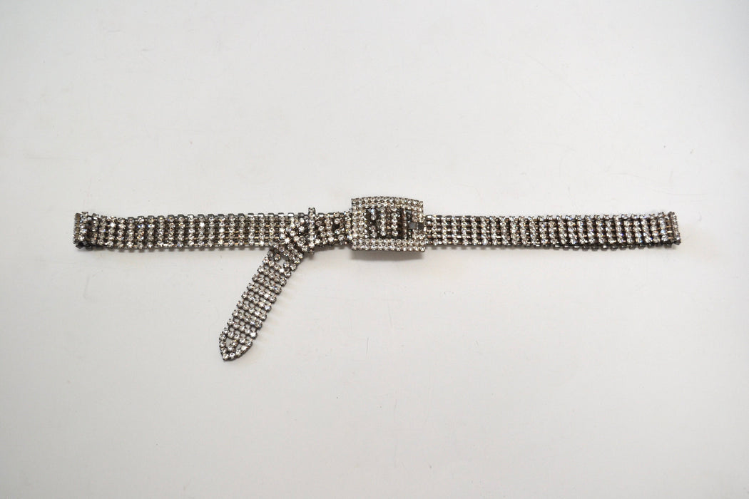 70s 80s Vintage Silver Rhinestone Belt Small Medium large Rhinestone Wedding Belt Rhinestone Cowboy Metallic Belt Small Medium Large