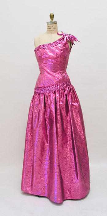 Metallic 80s Prom Dress Pink XS Small Barbie Dress // Vintage 80s Party Dress Pink Metallic Sequin Dress Mike Benet Pageant Princess Dress