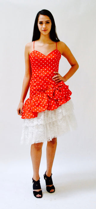80s Prom Dress Red Polka Dot Party Dress XS Small Loralie // 80s Red Prom Dress Minnie Mouse Polka Dot Dress Lace Crinoline Skirt XS Small