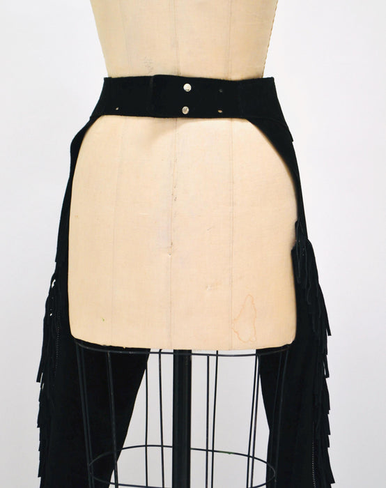 90s Vintage Black Leather Fringe Chaps Black Leather Fringe Pants Small Medium K Baumann Suede Fringe Chaps Rhinestone Cowgirl Cowboy Rodeo