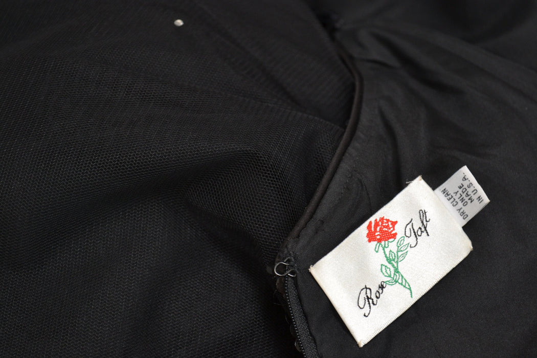 80s 90s Vintage Black Sequin Halter Neck Sequin Dress Cocktail Party Dress Rose Taft Small// 80s Glam Black Pageant Dynasty Dress Ball Gown