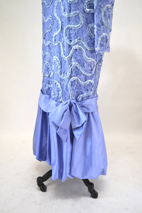 Vintage 80s Lavender Lace Sequin Dress Metallic Purple Long Sleeve Dress Medium Large// 80s Vintage Sequin Maternity Lace Barbie Dress