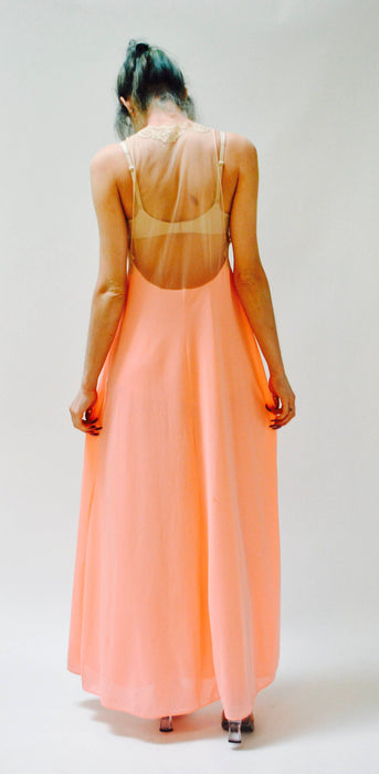 Vintage Nightgown Camisole Chemise Dress Small Pink Lace Cream Wedding Honeymoon Night gown// Vintage Lingerie Slip Dress Bridal