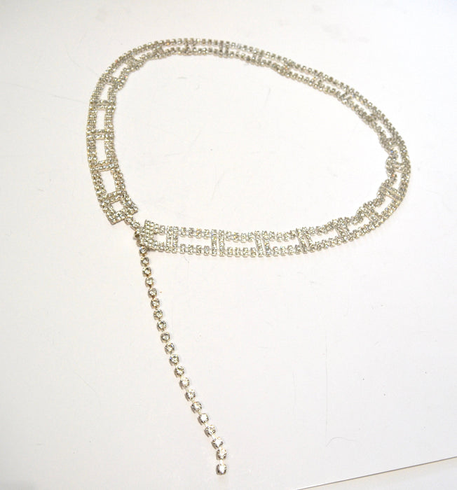 80s 90s Vintage Silver Rhinestone Belt Small Medium large Rhinestone Wedding Belt Rhinestone Chain Belt Silver Metallic Small Medium Large