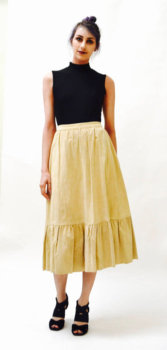 Vintage Tan Suede Leather Skirt Prairie Skirt Midi Camel tan leather skirt Size Small Rodeo cowgirl boho