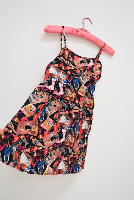 90s BARBIE Print Tank Dress Nicole Miller XS womens Girls Tween 10/12 // Vintage Barbie Doll Print Mini Cami Dress 90s Pop Art Fashion Print
