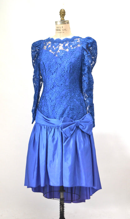 80s Prom Dress Small Medium Blue Lace Barbie Party Prom Dress // Vintage 80s Blue Party Dress Lace Club Princess Dress Small Medium