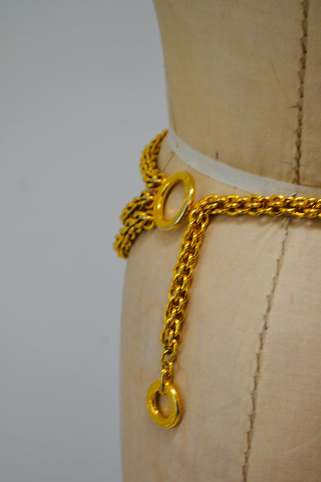 80s 90s Vintage Gold Chain Belt Gold Paloma Picasso Chain-Link Belt XS SMALL Medium Vintage Gold designer Belt