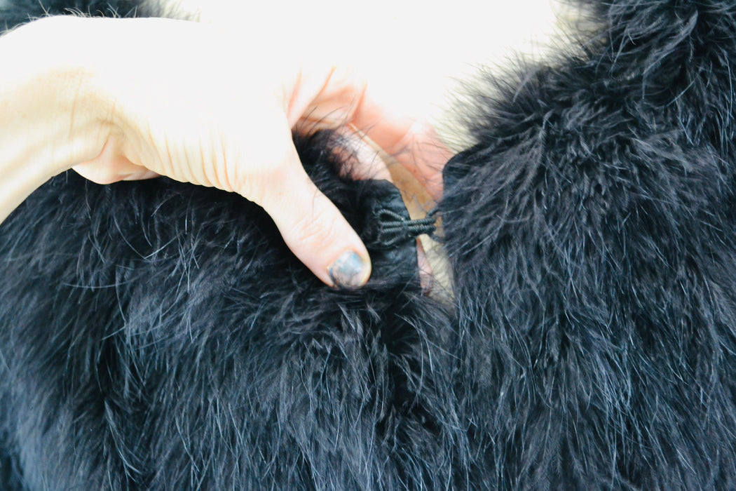 90s Vintage Black Feather Jacket Marabou Feather Jacket Coat Medium Large // Vintage 90s Black Feather Jacket Vintage Glam party Jacket
