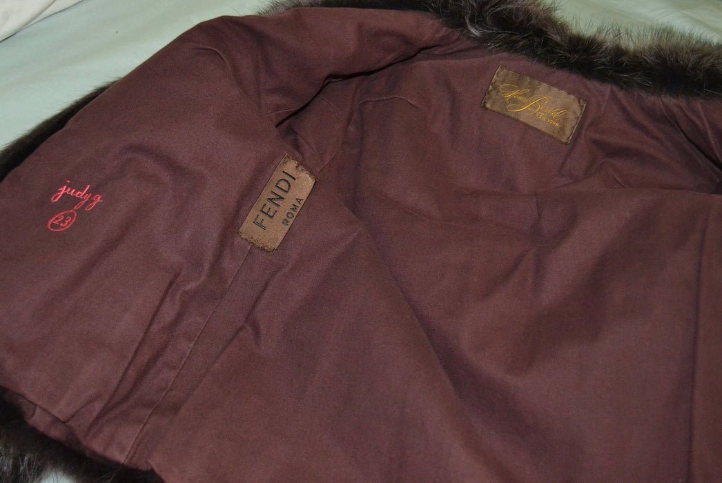 90s y2k Vintage FENDI Fur Jacket Dark Purple Grey Fur Jacket Coat Henri Bendel New York XXS XS Small// Fendi Fox Fur Jacket Grey Purple