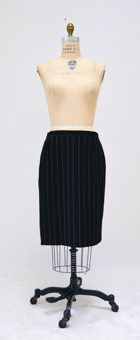 Vintage Escada Suit Pinstripe Wool Escada Suit Jacket Skirt Blazer Large Black white Striped Skirt Suit Black Stripe Jacket Medium Large