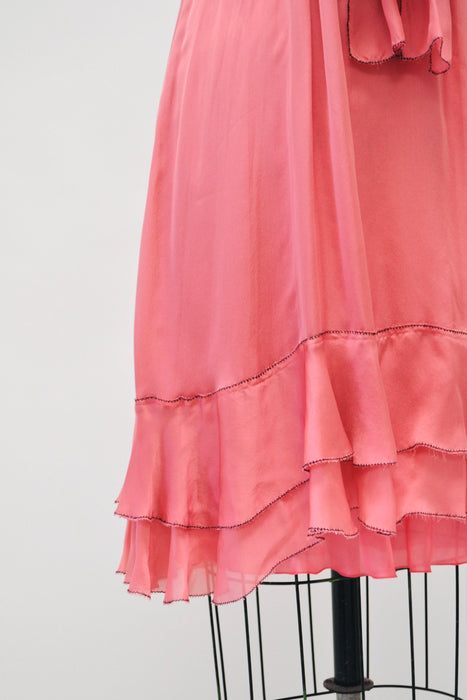 2000s Y2K Vintage Pink Silk Ruffle Chiffon Dress With Moschino Cheap & Chic made in Italy Small Medium Black Moschino