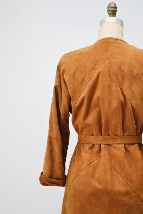 70s Vintage Brown Leather Jacket Sueded Coat Leather Jacket Small Medium // 80s 90s Brown Leather Jacket Long Brown Leather jacket