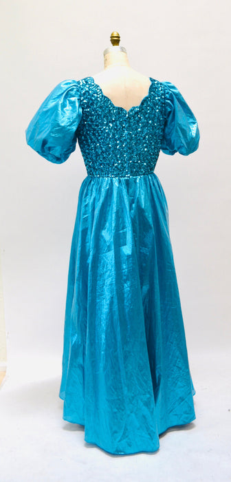 Vintage 80s Prom Sequin Dress Blue Metallic Ball Gown Medium Large // Vintage 80s Pageant Princess Dress Ball gown Party Dress Mike Benet