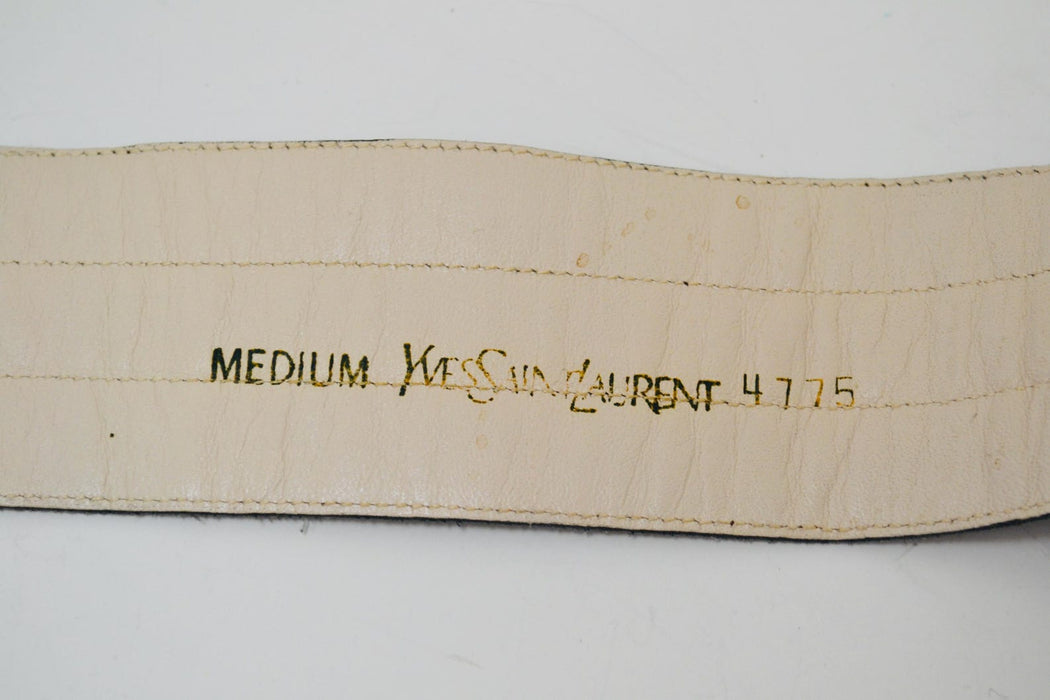 70s 80s Vintage Yves Saint Laurent  Large Brown Leather Belt Wide Brown Leather Belt Boho Wedding Wide Leather Belt Small Medium fits 27-29"