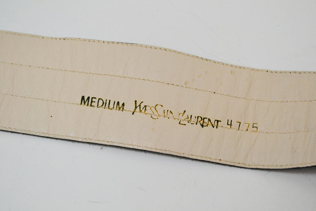 70s 80s Vintage Yves Saint Laurent  Large Brown Leather Belt Wide Brown Leather Belt Boho Wedding Wide Leather Belt Small Medium fits 27-29"