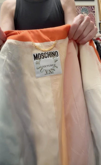 Vintage 90s Moschino Couture Striped Rainbow Suit Jacket 1991 Spring Summer Moschino Jacket Pink Blue Green Made in Italy Medium The Nanny