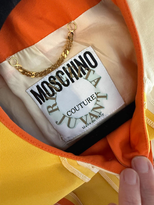 Vintage 90s Moschino Couture Striped Rainbow Suit Jacket 1991 Spring Summer Moschino Jacket Pink Blue Green Made in Italy Medium The Nanny