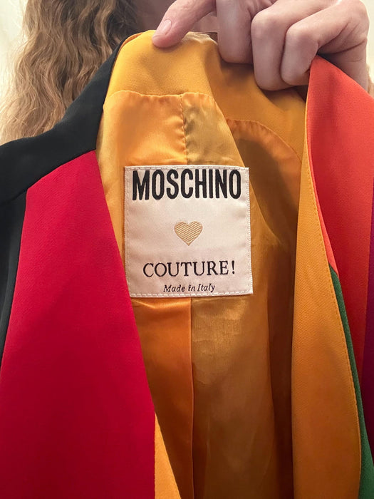 Vintage 90s Moschino Couture Striped Rainbow Vest 1991 Spring Summer Moschino Vest Pink Blue Green Made in Italy XS Small The Nanny