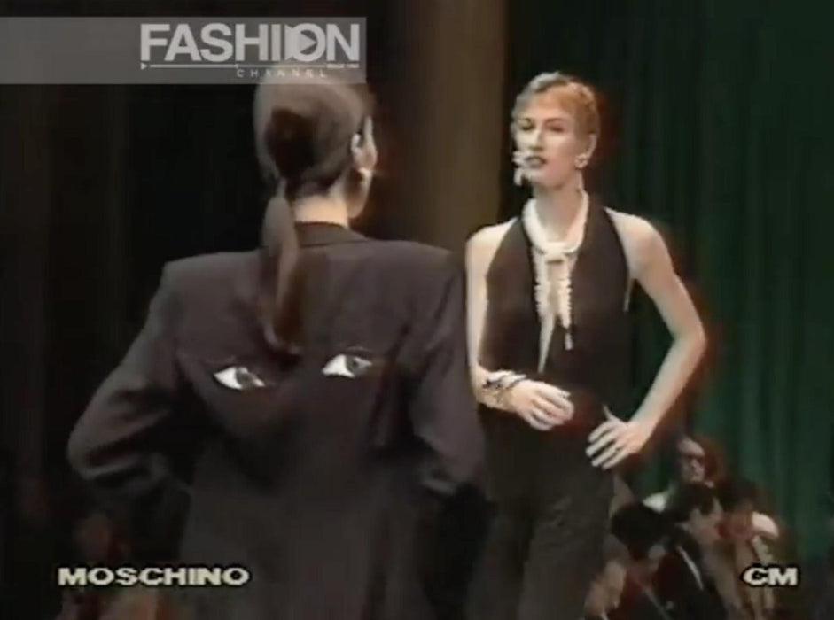 Vintage 90s Moschino Couture Eye Top Black Top Size Small With Eyes Pop Art Black Tank Top by Moschino Couture Spring Summer 1990 Black Top