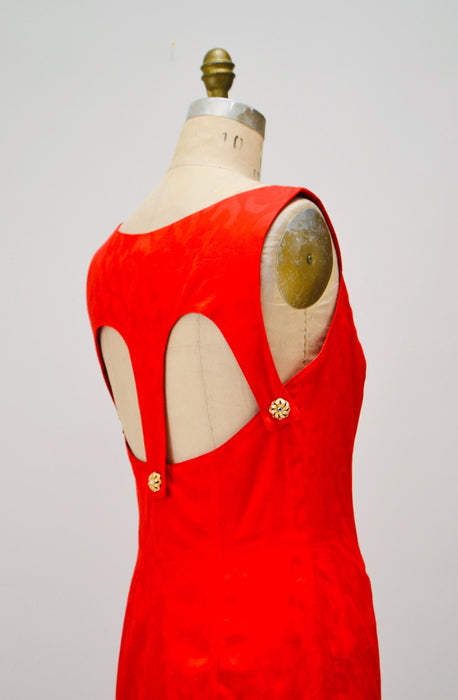 90s Red Party Dress: Vintage Cache Cocktail Mini with Cutout Back