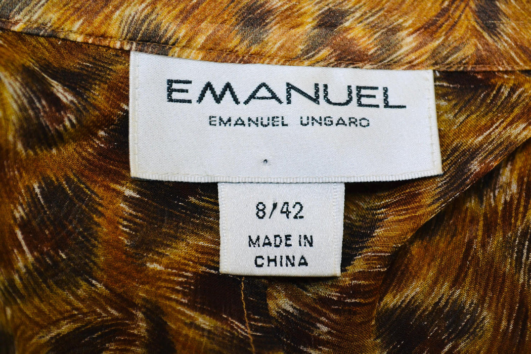 80s 90s Vintage Emanuel Ungaro Silk Shirt Blouse Chiffon Animal leopard Print Medium// 90s Vintage Designer Silk Shirt Sheer Animal Print
