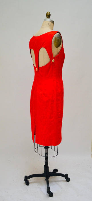 90s Red Party Dress: Vintage Cache Cocktail Mini with Cutout Back