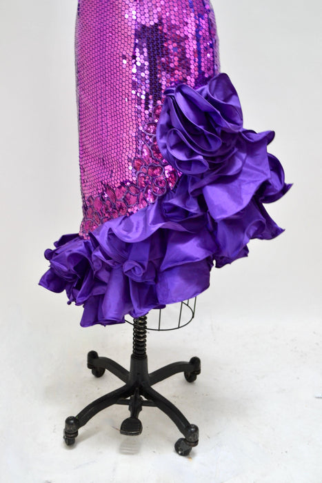 80s 90S Prom Dress Size XXS XS Purple Sequins// Vintage 80s 90s Purple Pageant Dress by Alyce Designs Ruffle Prom Dress Barbie Costume