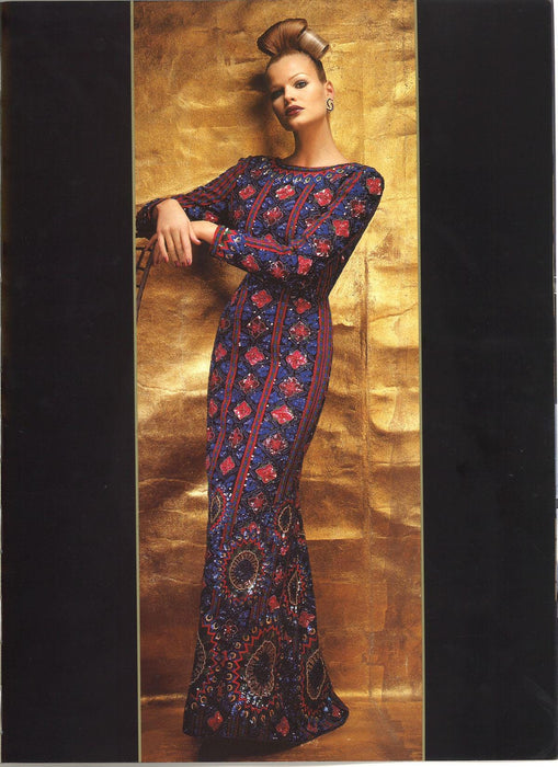 Vintage 1995 Fall Winter Escada Couture Sequin Beaded Dress Evening Gown// Vintage Long Sleeve Sequin Gown Dress Winter wedding Small Medium