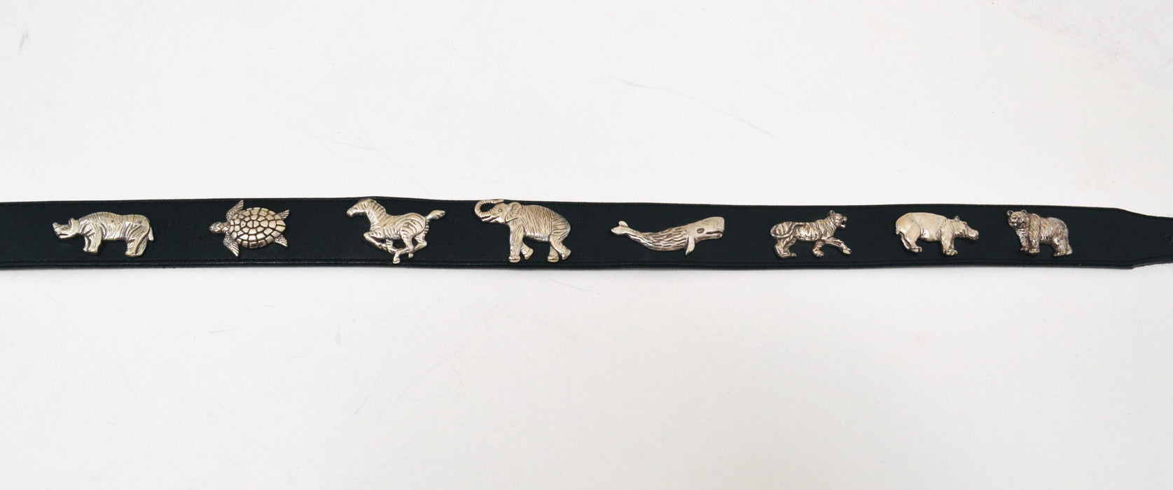 90s Vintage Silver Animal Belt Leopard Metallic Vintage Jungle Animal Zoo Veterinarian Animal Lover Vintage Black Leather Silver Belt Small