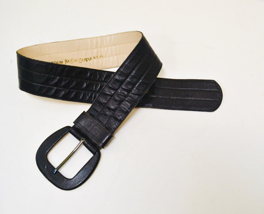 70s 80s Vintage Yves Saint Laurent  Large Brown Leather Belt Wide Brown Leather Belt Boho Wedding Wide Leather Belt Small Medium fits 27-29"