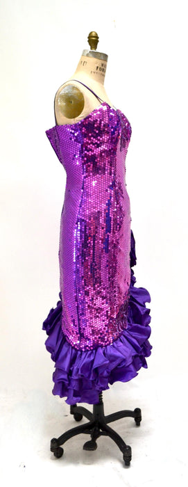 80s 90S Prom Dress Size XXS XS Purple Sequins// Vintage 80s 90s Purple Pageant Dress by Alyce Designs Ruffle Prom Dress Barbie Costume